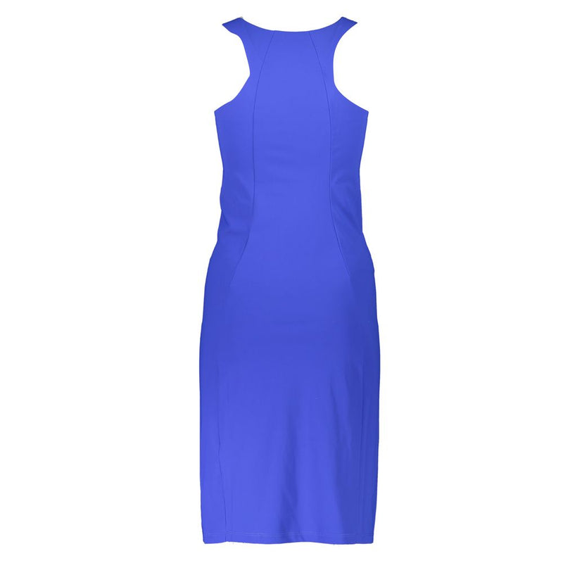 Patrizia Pepe Robe Élégante Bleue Col Rond avec Détail Logo