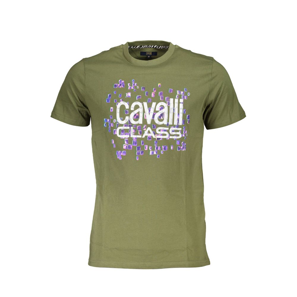 T-shirt homme en coton vert Cavalli Class