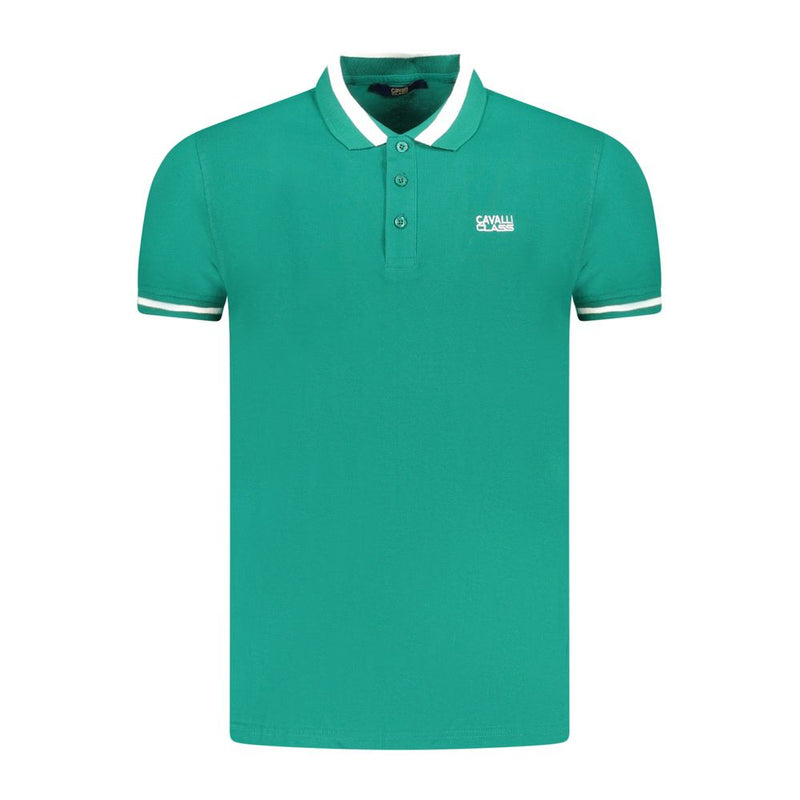 Polo homme en coton vert Cavalli Class