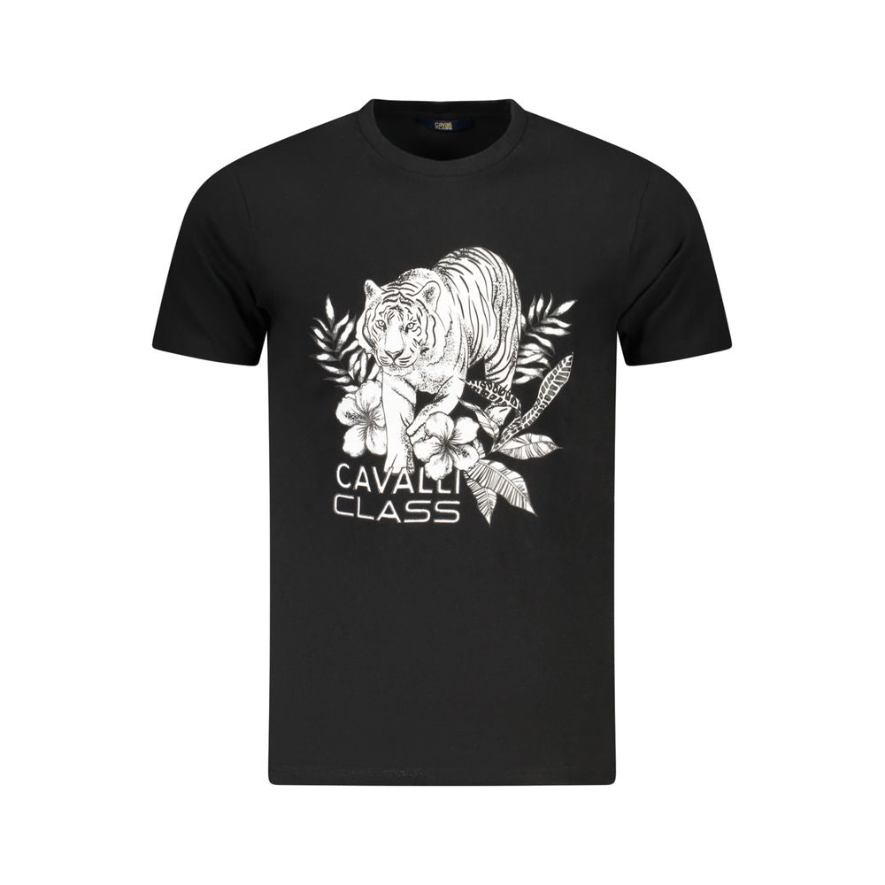 T-shirt homme en coton noir Cavalli Class