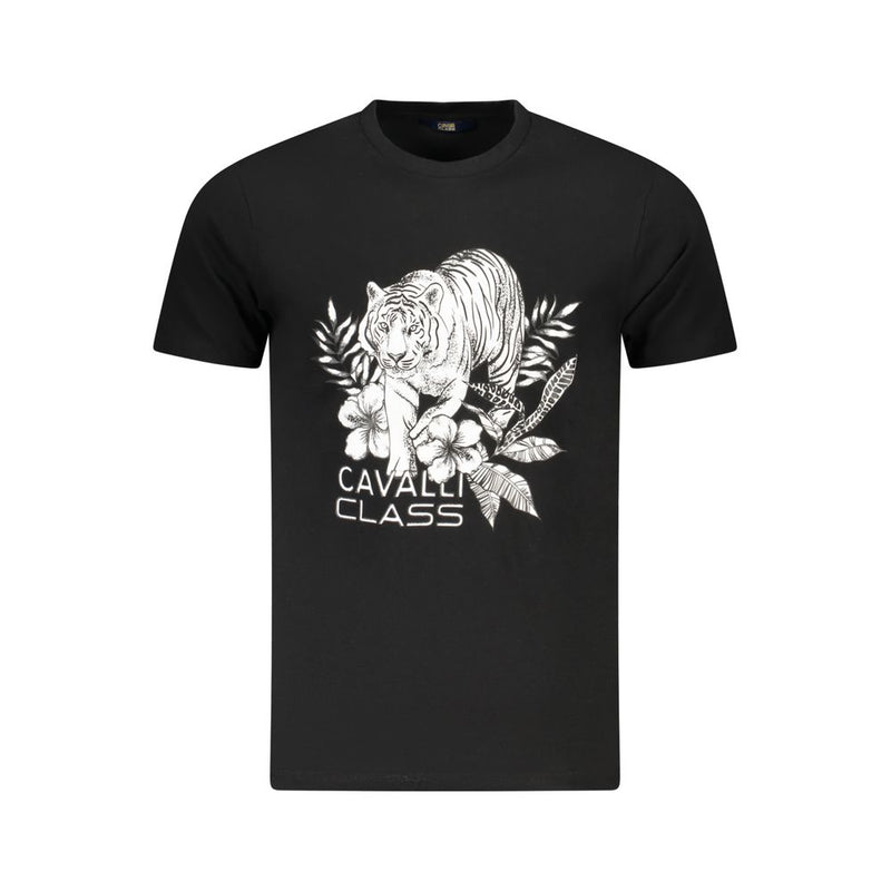 T-shirt homme en coton noir Cavalli Class