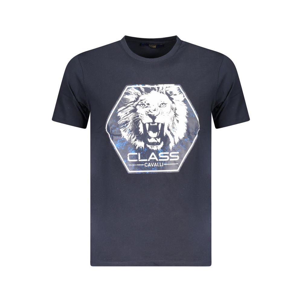 T-shirt homme en coton bleu Cavalli Class