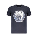 T-shirt homme en coton bleu Cavalli Class