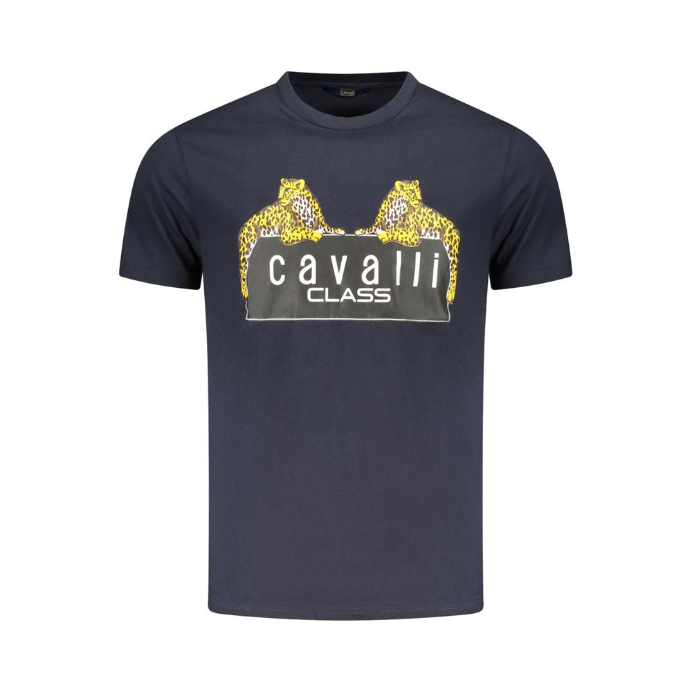 T-shirt homme en coton bleu Cavalli Class