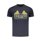 T-shirt homme en coton bleu Cavalli Class
