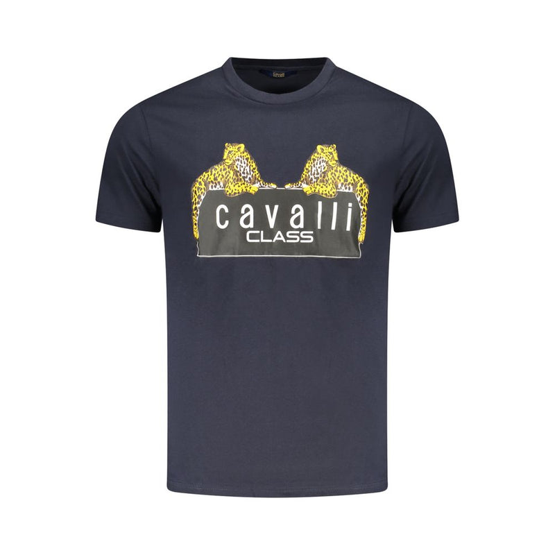 T-shirt homme en coton bleu Cavalli Class