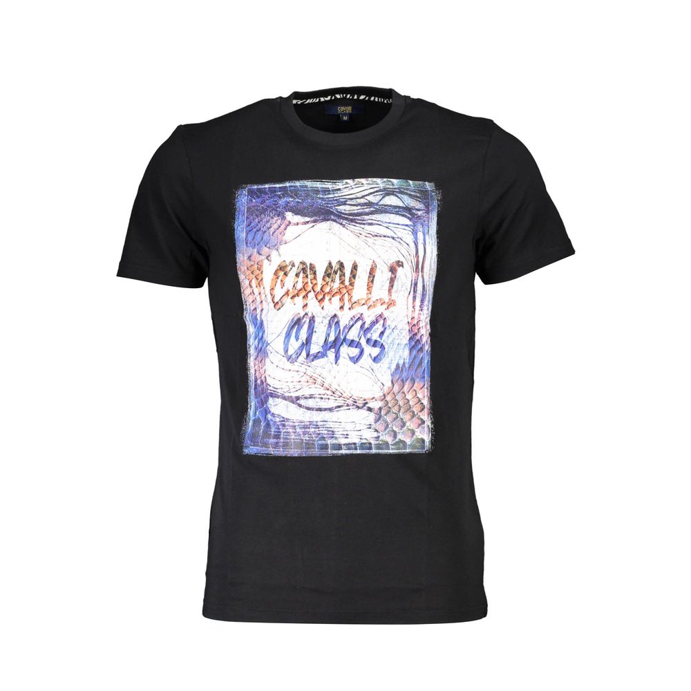 T-shirt homme en coton noir Cavalli Class