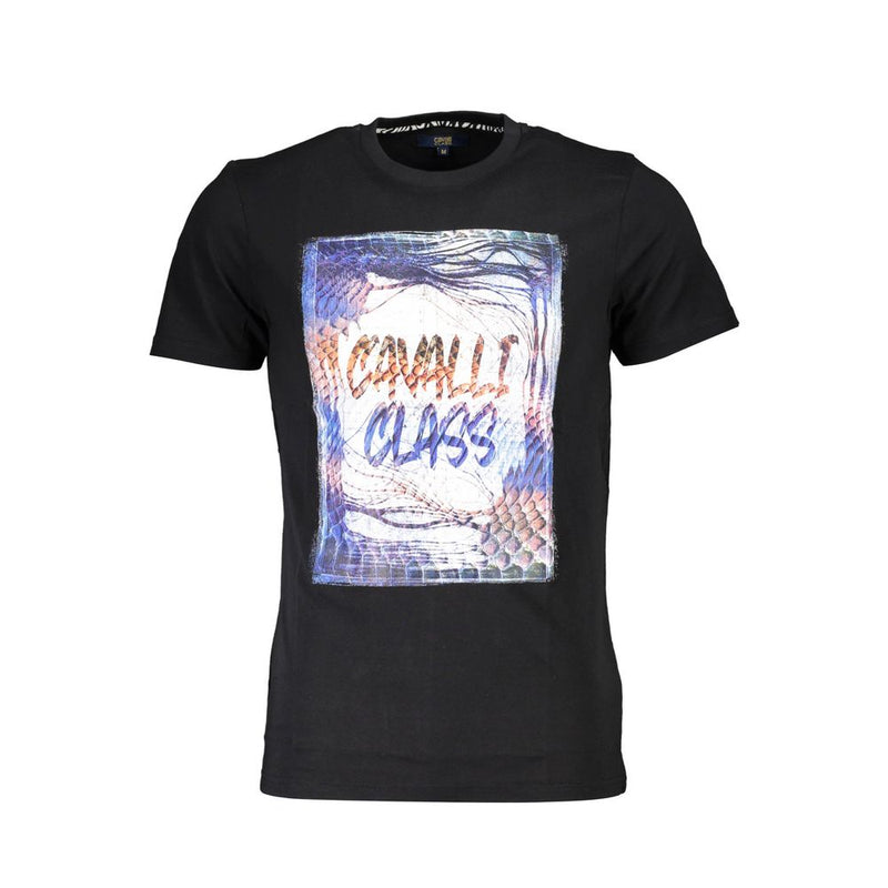 T-shirt homme en coton noir Cavalli Class