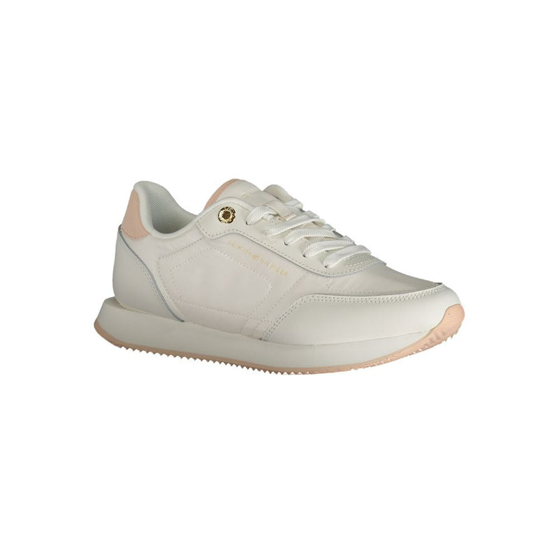 Tommy Hilfiger Women's White Polyester Sneakers - All-Day Comfort