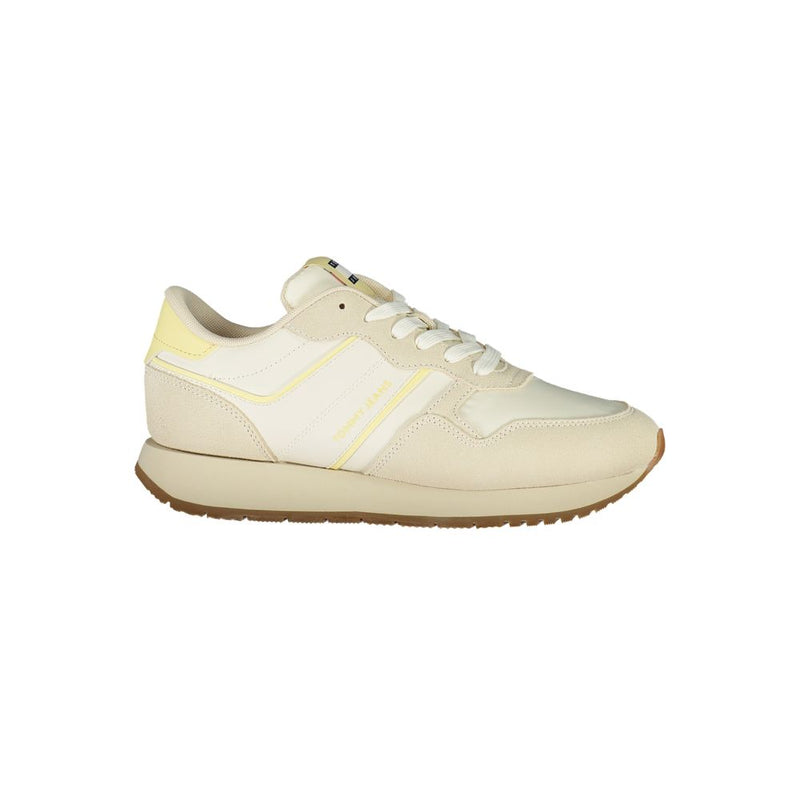 Tommy Hilfiger Beige Leather Women Sneaker - All-Day Comfort