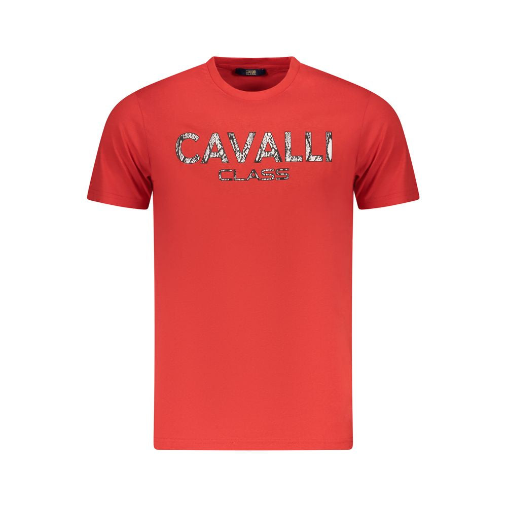 T-shirt homme en coton rouge Cavalli Class