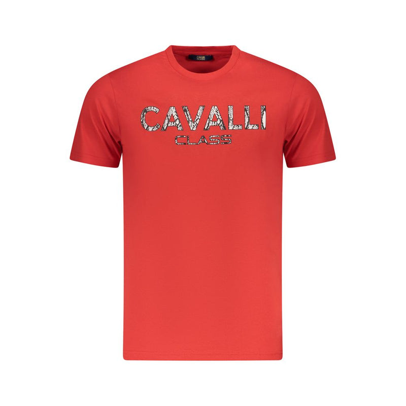 T-shirt homme en coton rouge Cavalli Class