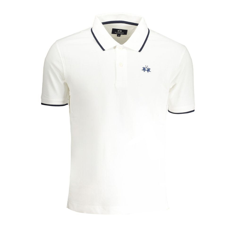 La Martina White Cotton Men's Polo Shirt - Timeless Elegance