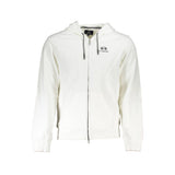 Pull en coton blanc La Martina pour homme, avec capuche et poches zippées.