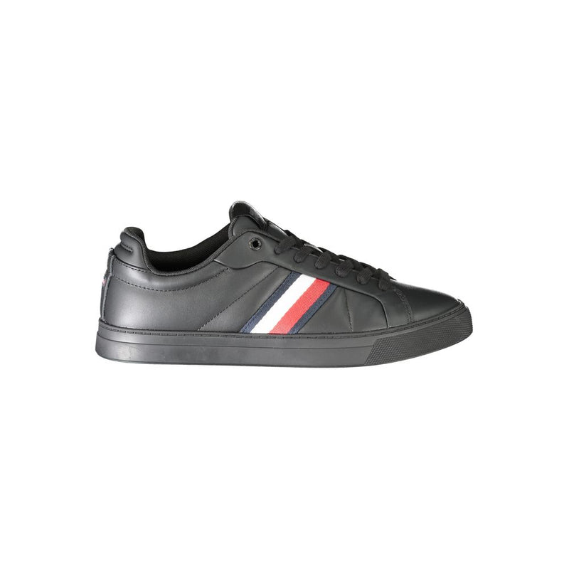 Tommy Hilfiger Black Leather Men Sneaker - Stylish Comfort
