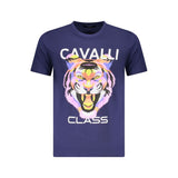 T-shirt homme en coton bleu Cavalli Class