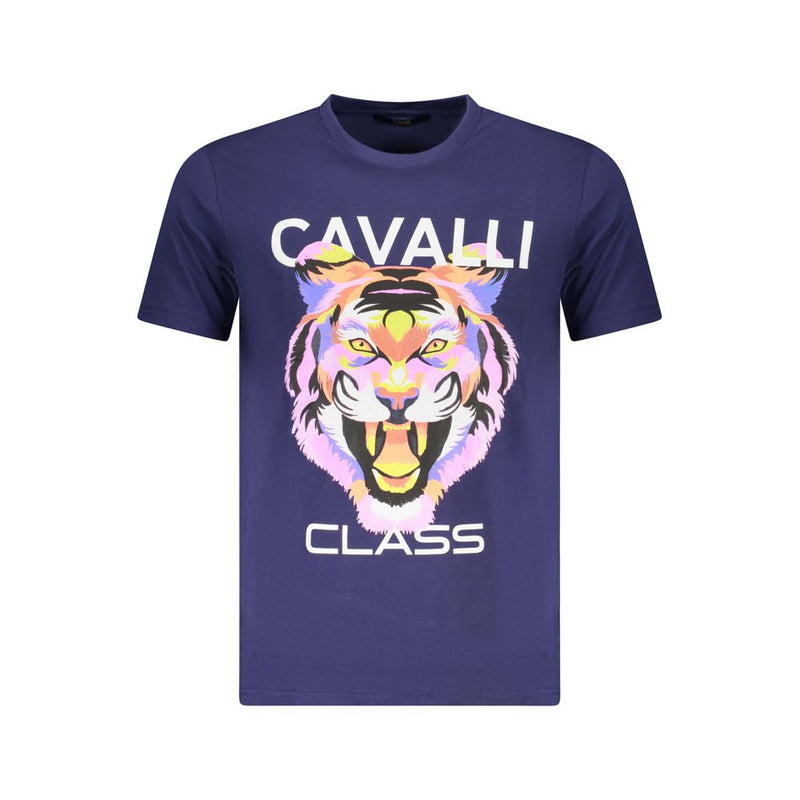 T-shirt homme en coton bleu Cavalli Class