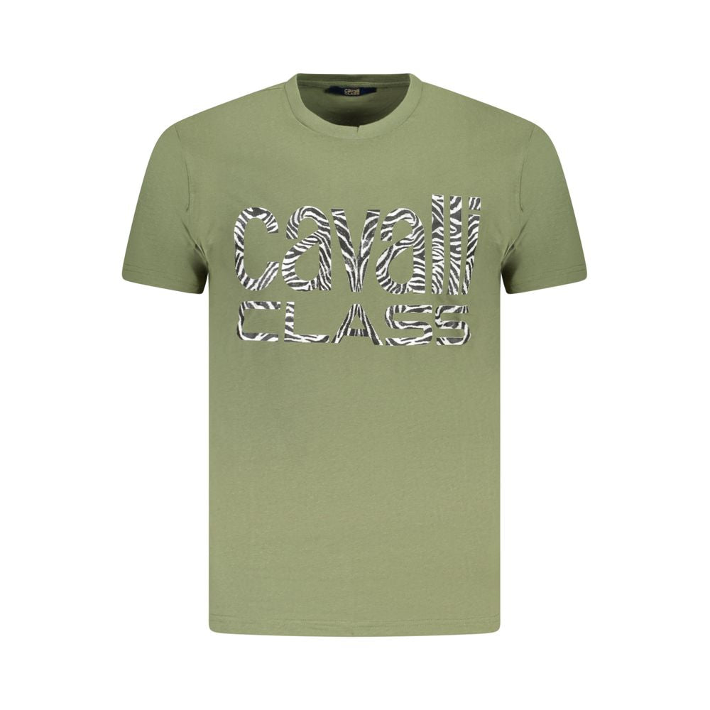 T-shirt homme en coton vert Cavalli Class