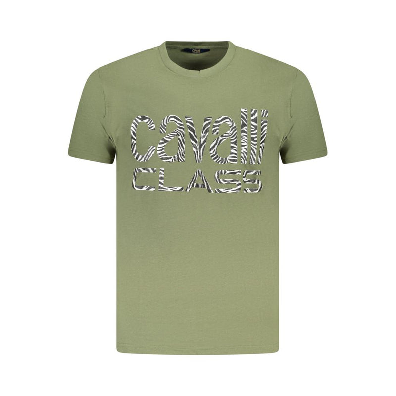 T-shirt homme en coton vert Cavalli Class