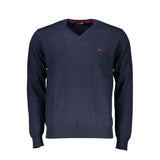Pull bleu à col en V brodé de Harmont &amp; Blaine