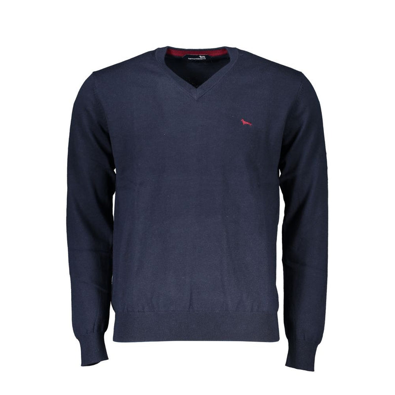 Pull bleu à col en V brodé de Harmont &amp; Blaine