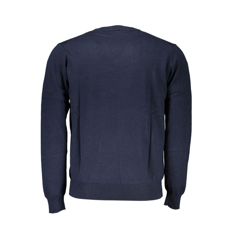 Pull bleu à col en V brodé de Harmont &amp; Blaine