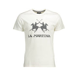 T-shirt La Martina en coton blanc, col rond, élégant.