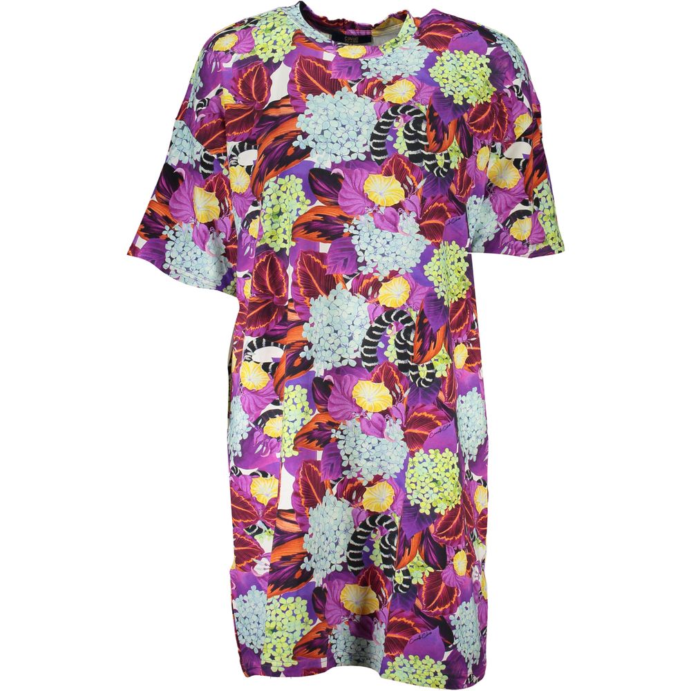 Cavalli Class Purple Cotton Dress - Élégance et Confort
