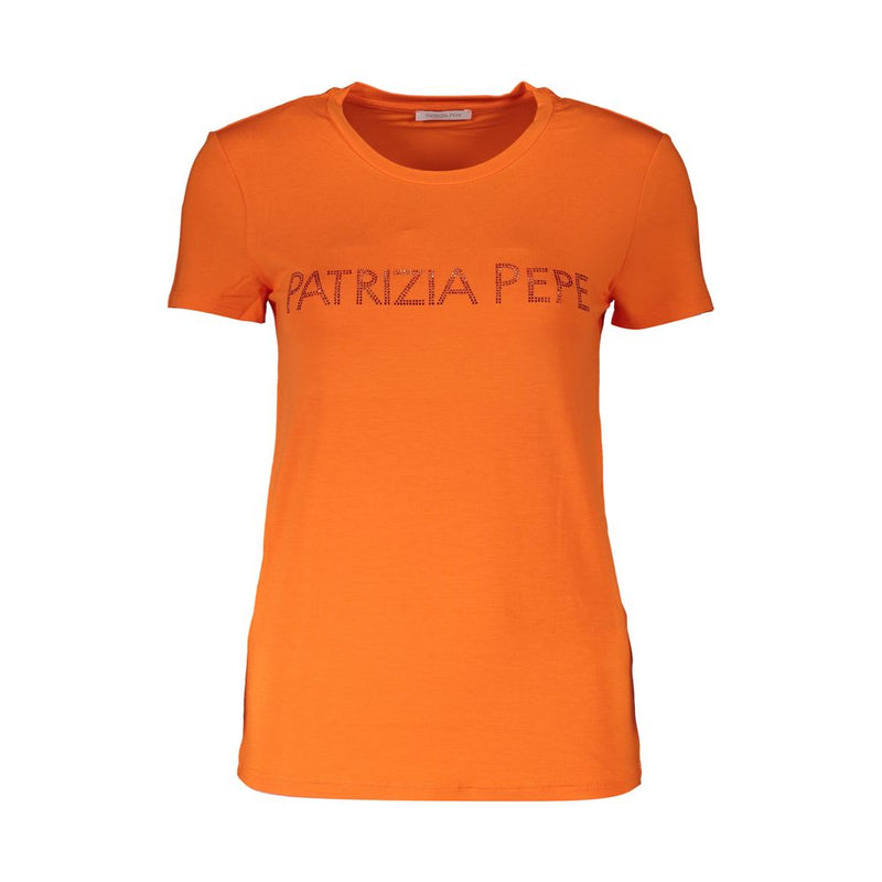 Patrizia Pepe Orange Elastane Women Top - Chic Short Sleeve T-Shirt
