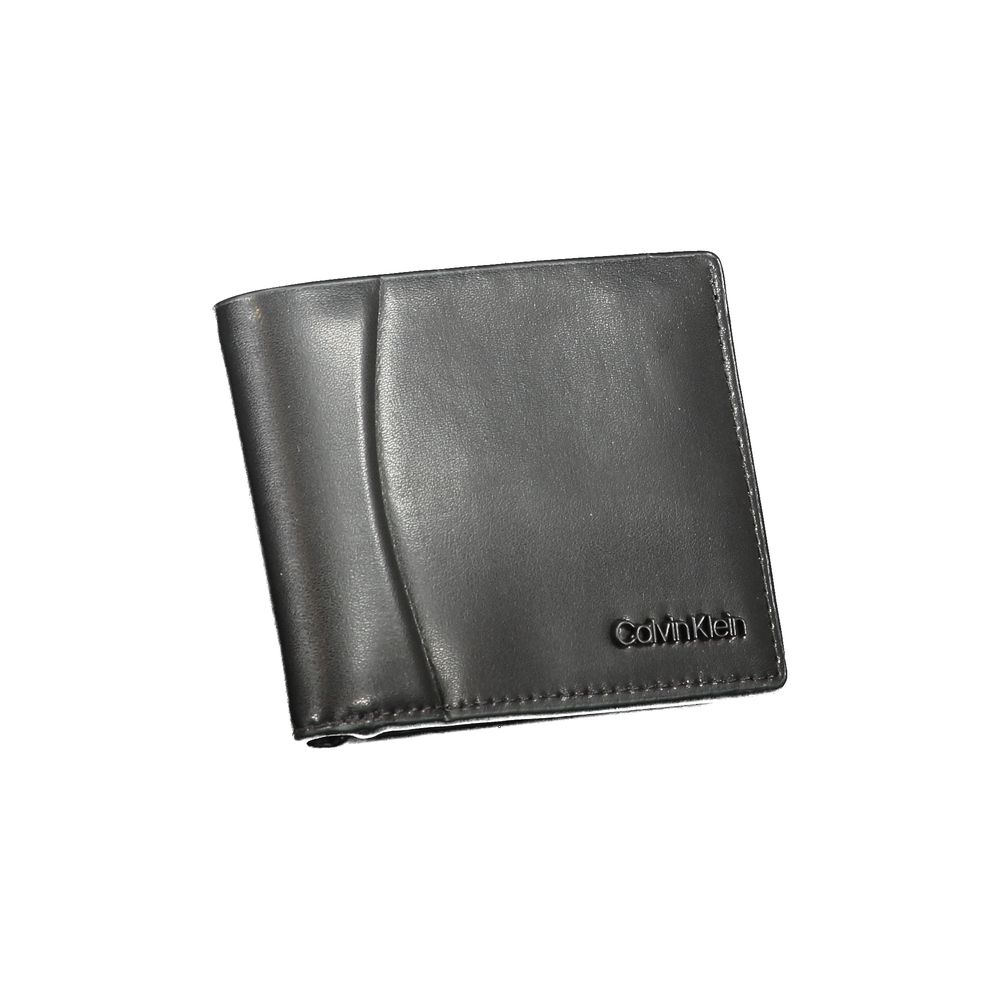Portefeuille en cuir noir Calvin Klein