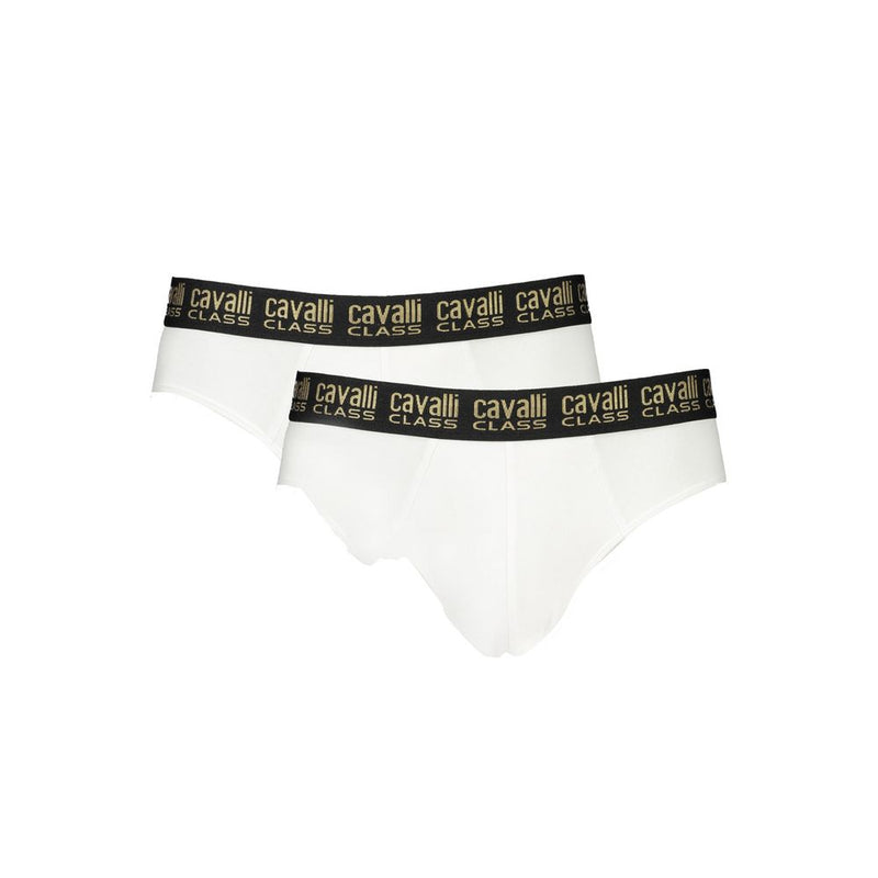 Cavalli Class White Cotton Men Underwear - BI-PACK SLIP