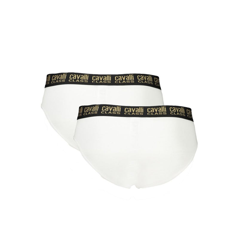 Cavalli Class White Cotton Men Underwear - BI-PACK SLIP