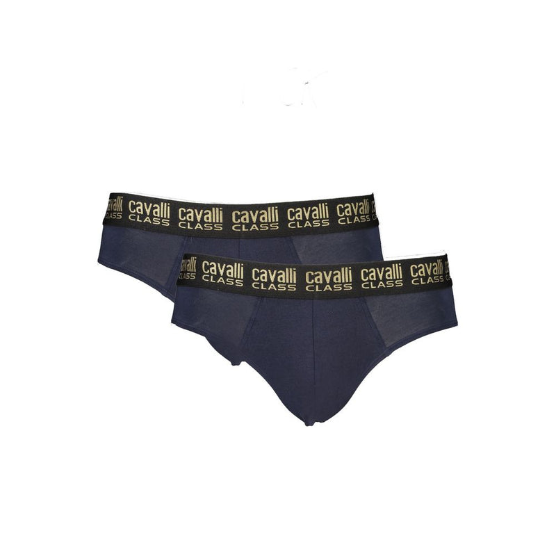 Cavalli Class Blue Cotton Men's Underwear - Bi-Pack Slip