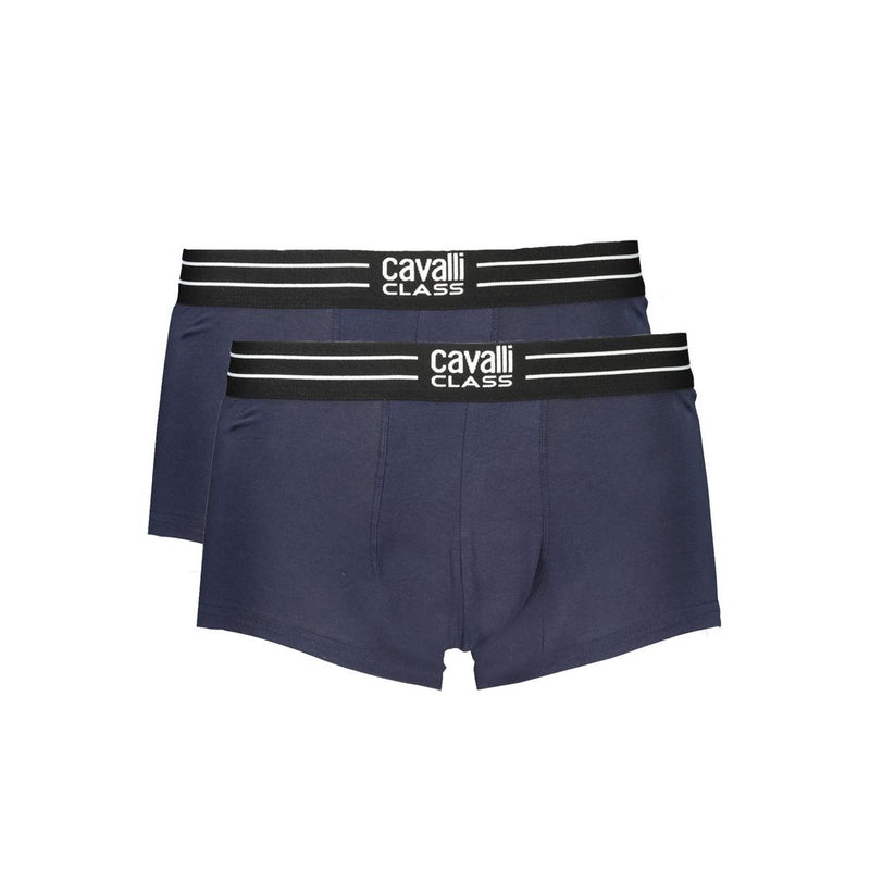 Cavalli Class Blue Cotton Men Boxer - Confort et Style Ultime