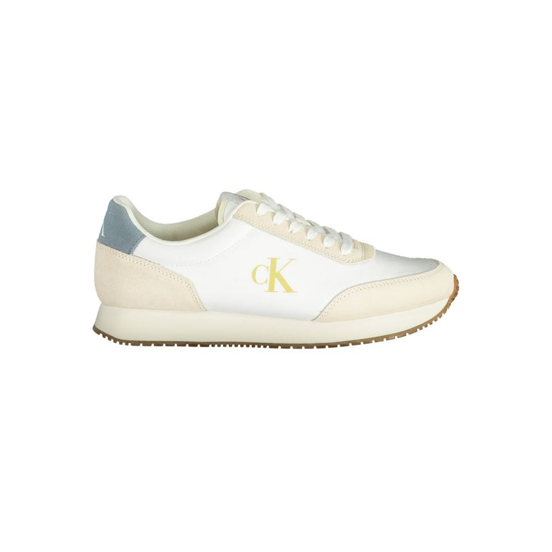 Calvin Klein White Polyester Men Sneaker - Stylish Athletic Footwear