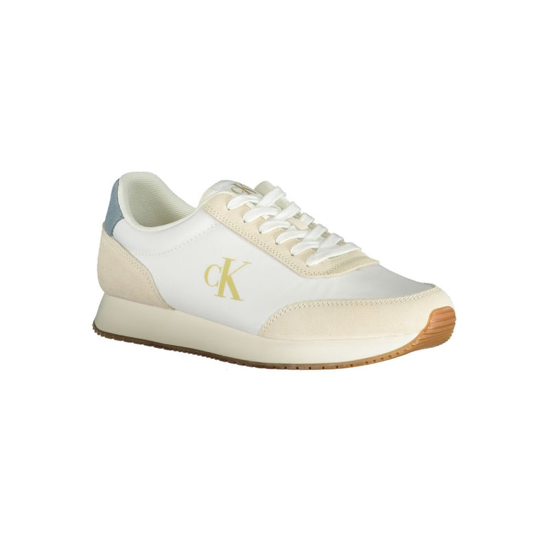Calvin Klein White Polyester Men Sneaker - Stylish Athletic Footwear