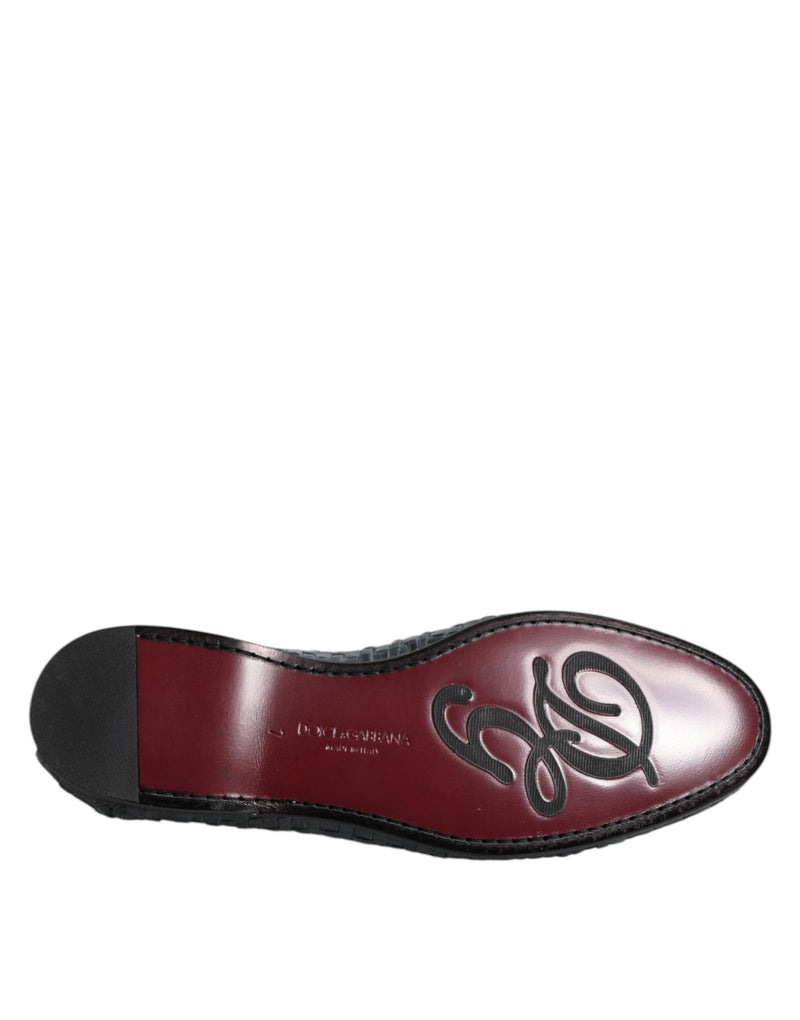 Dolce & Gabbana Blue Woven Leather Slip On Loafers