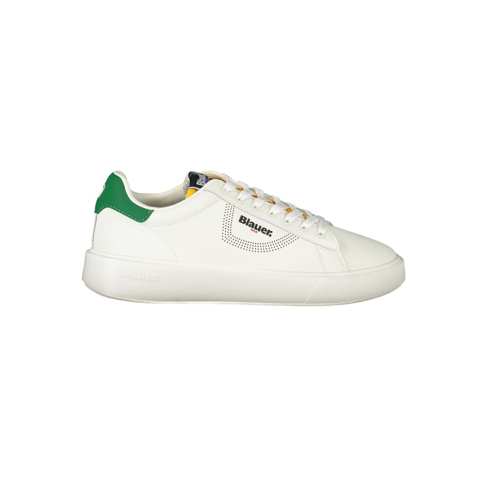Blauer White Leather Men Sneaker - Stylish Sports Footwear