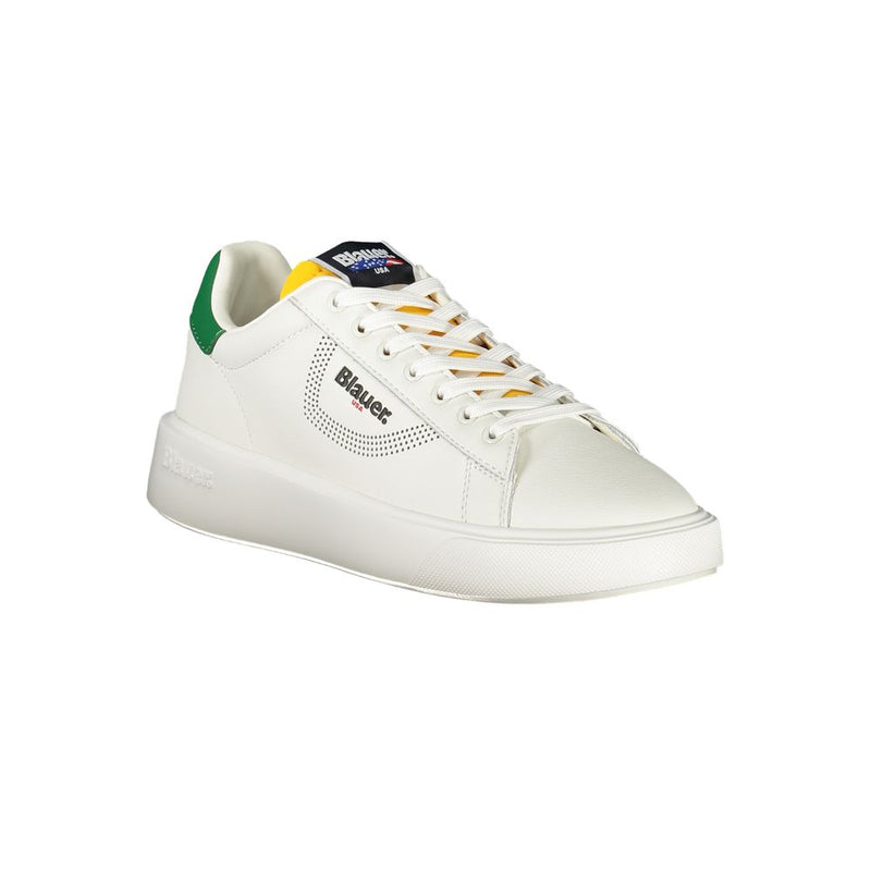 Blauer White Leather Men Sneaker - Stylish Sports Footwear