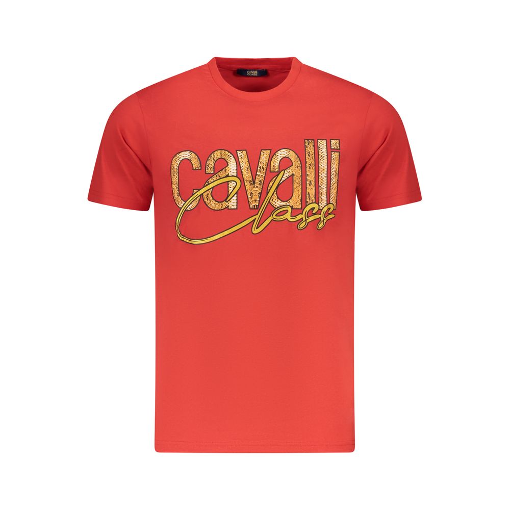 T-shirt homme en coton rouge Cavalli Class