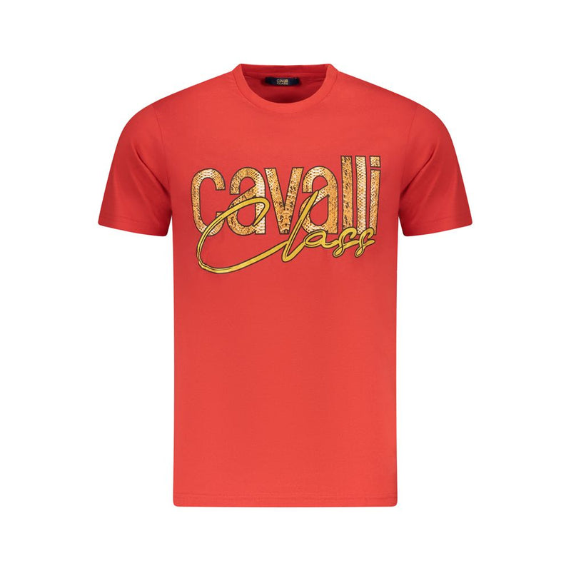 T-shirt homme en coton rouge Cavalli Class