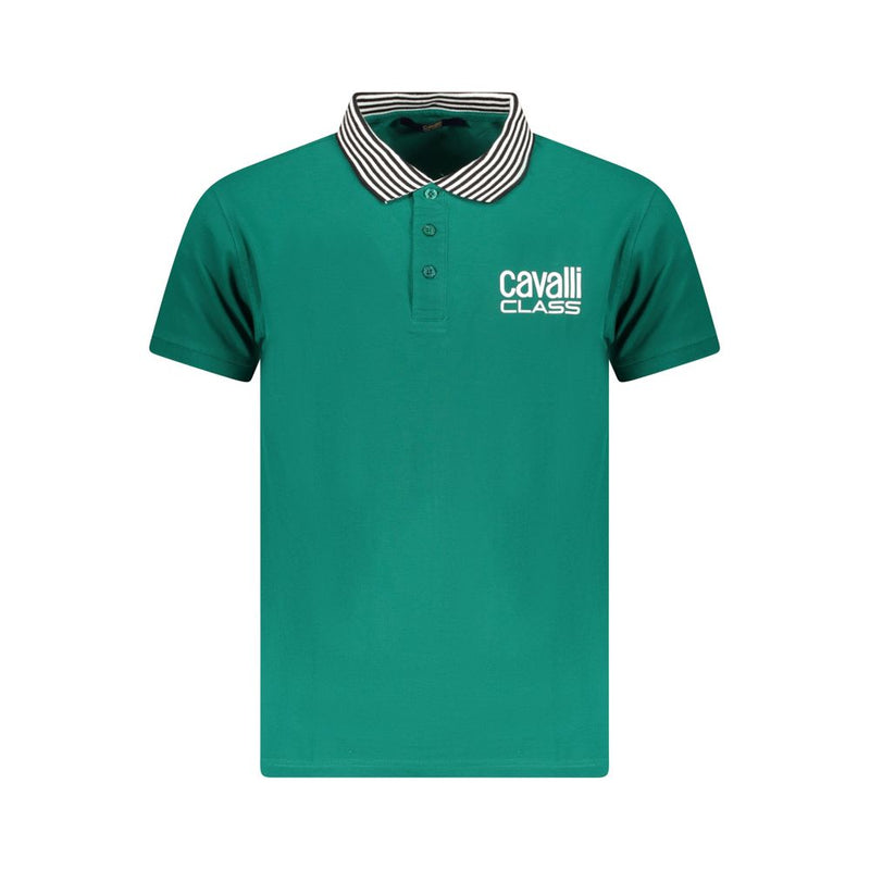 Polo homme en coton vert Cavalli Class