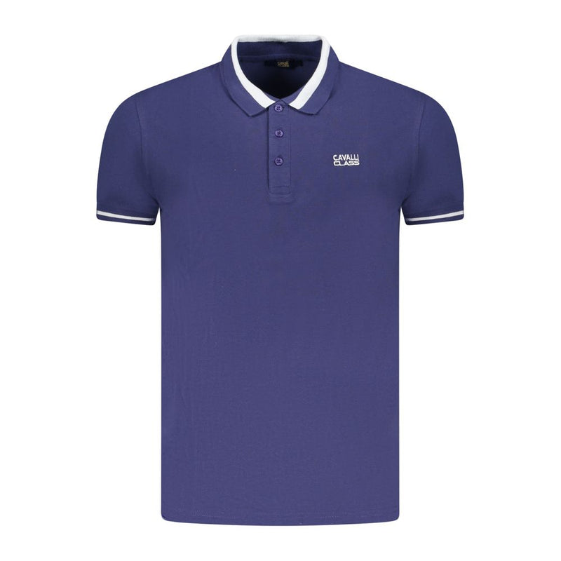 Polo homme en coton bleu Cavalli Class