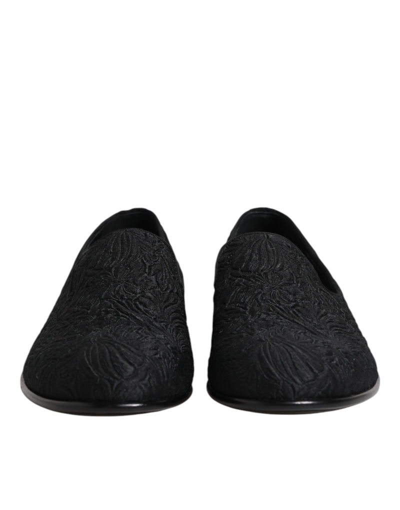 Dolce & Gabbana Black Jacquard Slip On Loafers for Men