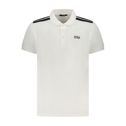 Cavalli Class White Cotton Men Polo Shirt