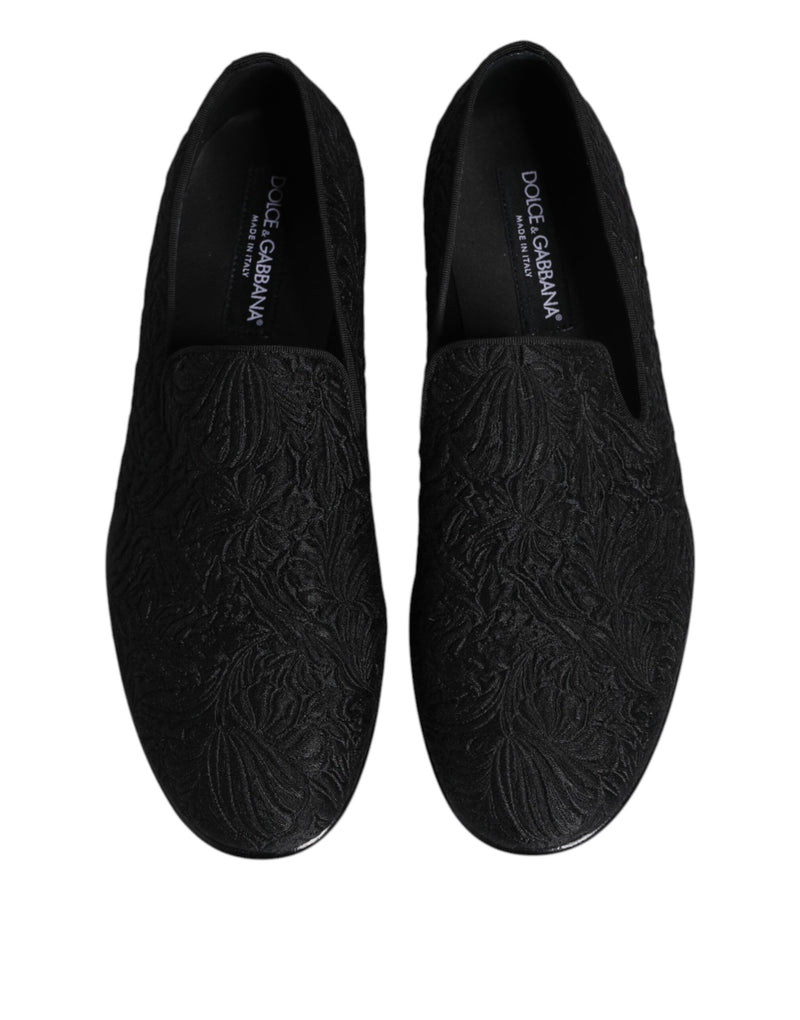 Dolce & Gabbana Black Jacquard Slip On Loafers for Men