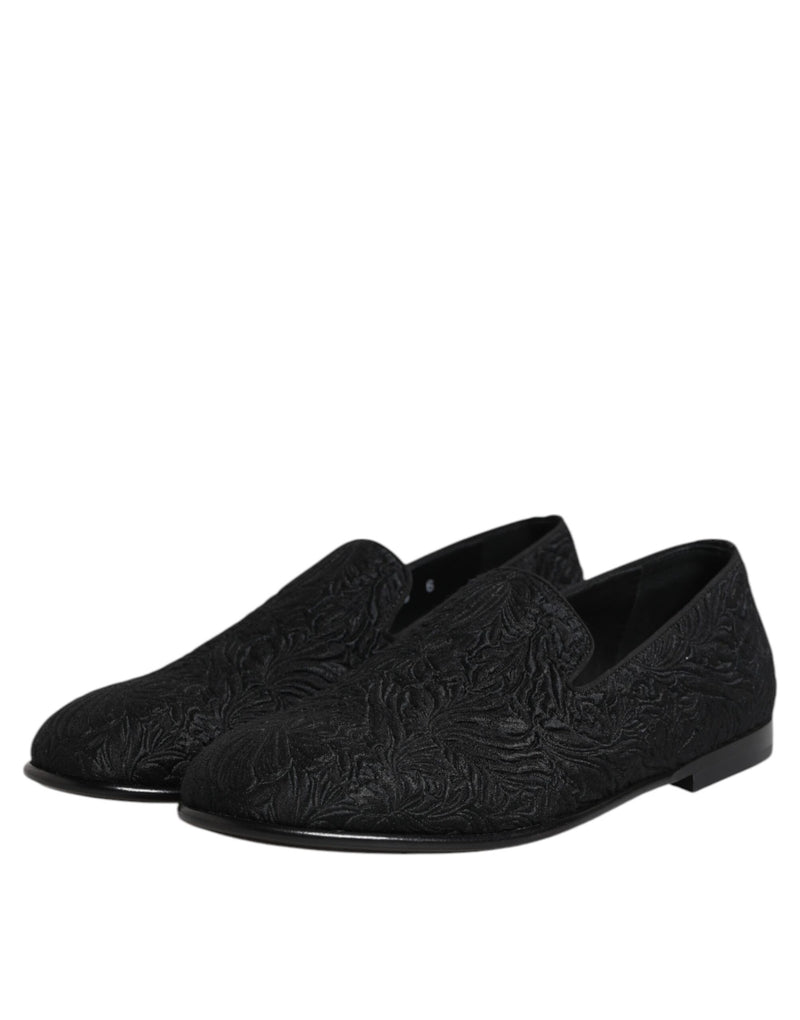 Dolce & Gabbana Black Jacquard Slip On Loafers for Men