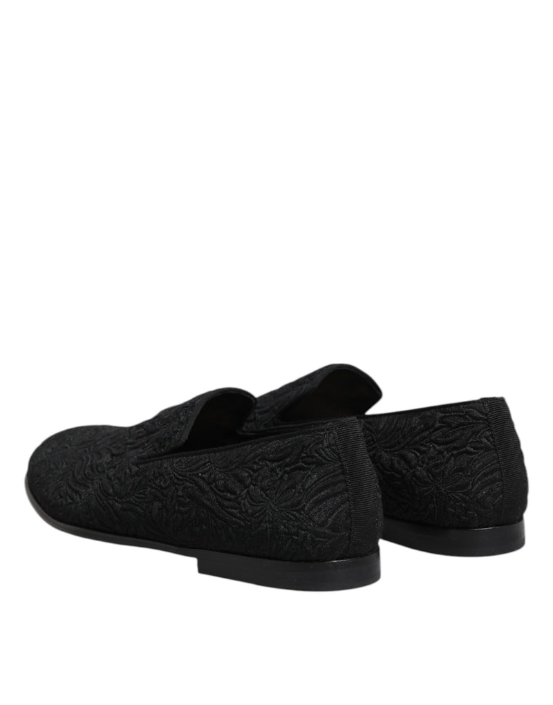 Dolce & Gabbana Black Jacquard Slip On Loafers for Men