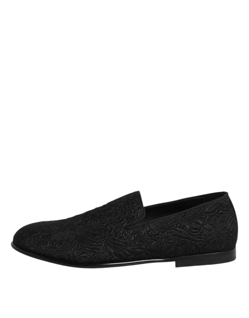 Dolce & Gabbana Black Jacquard Slip On Loafers for Men