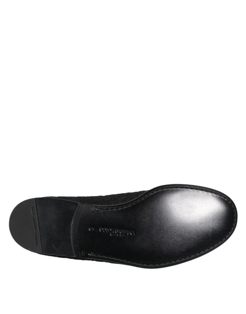 Dolce & Gabbana Black Jacquard Slip On Loafers for Men